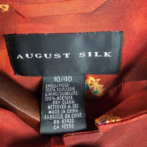 August Silk Women’s 100% Silk Boho XL Red Gold Paisley Embellished Longline - Picture 3 of 3